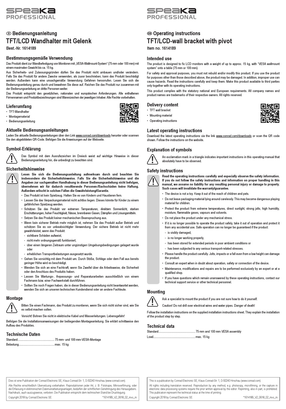 speaka-professional-1614189-operating-instructions-pdf-download