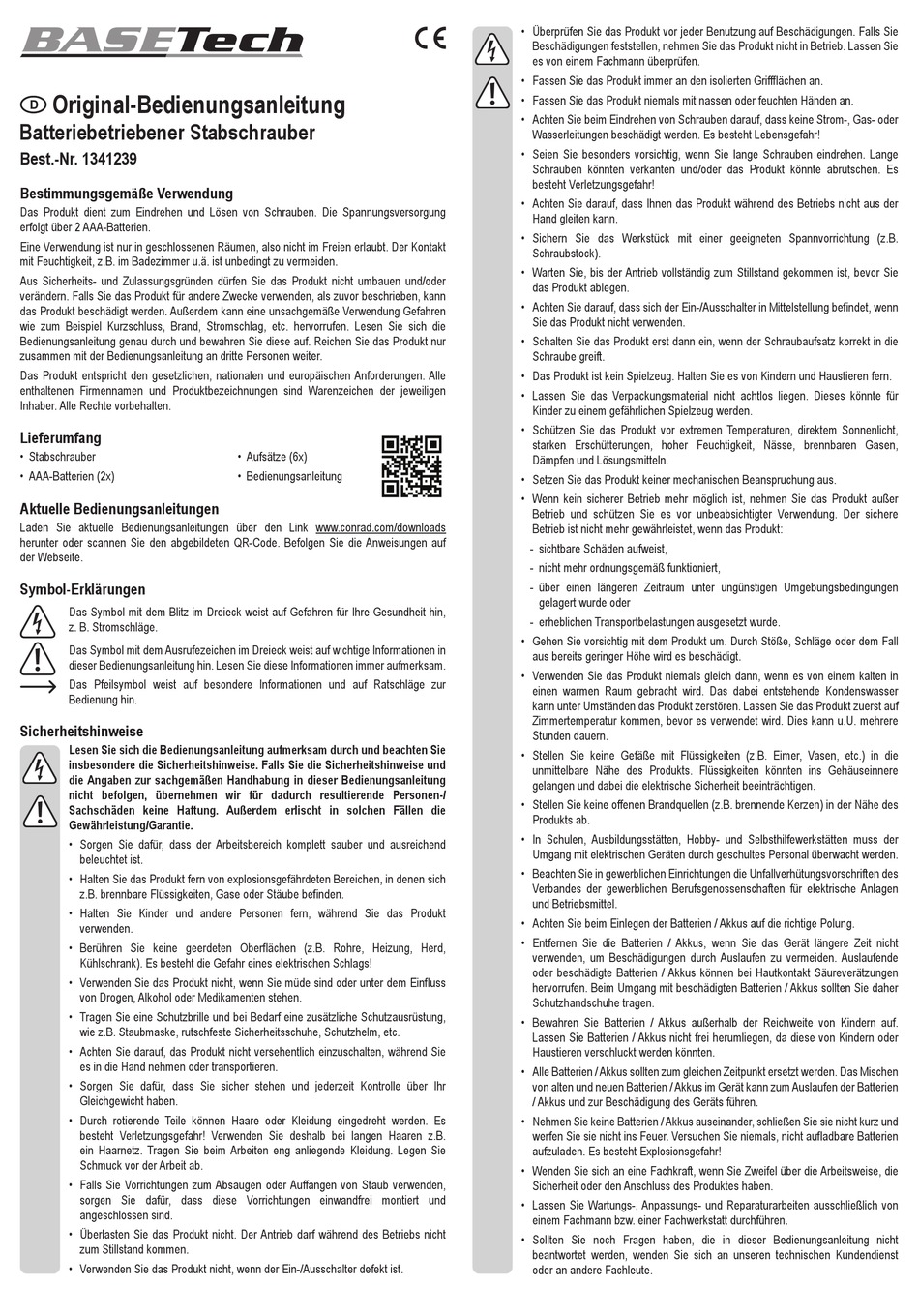 BASETECH 1341239 ORIGINAL OPERATING INSTRUCTIONS Pdf Download | ManualsLib