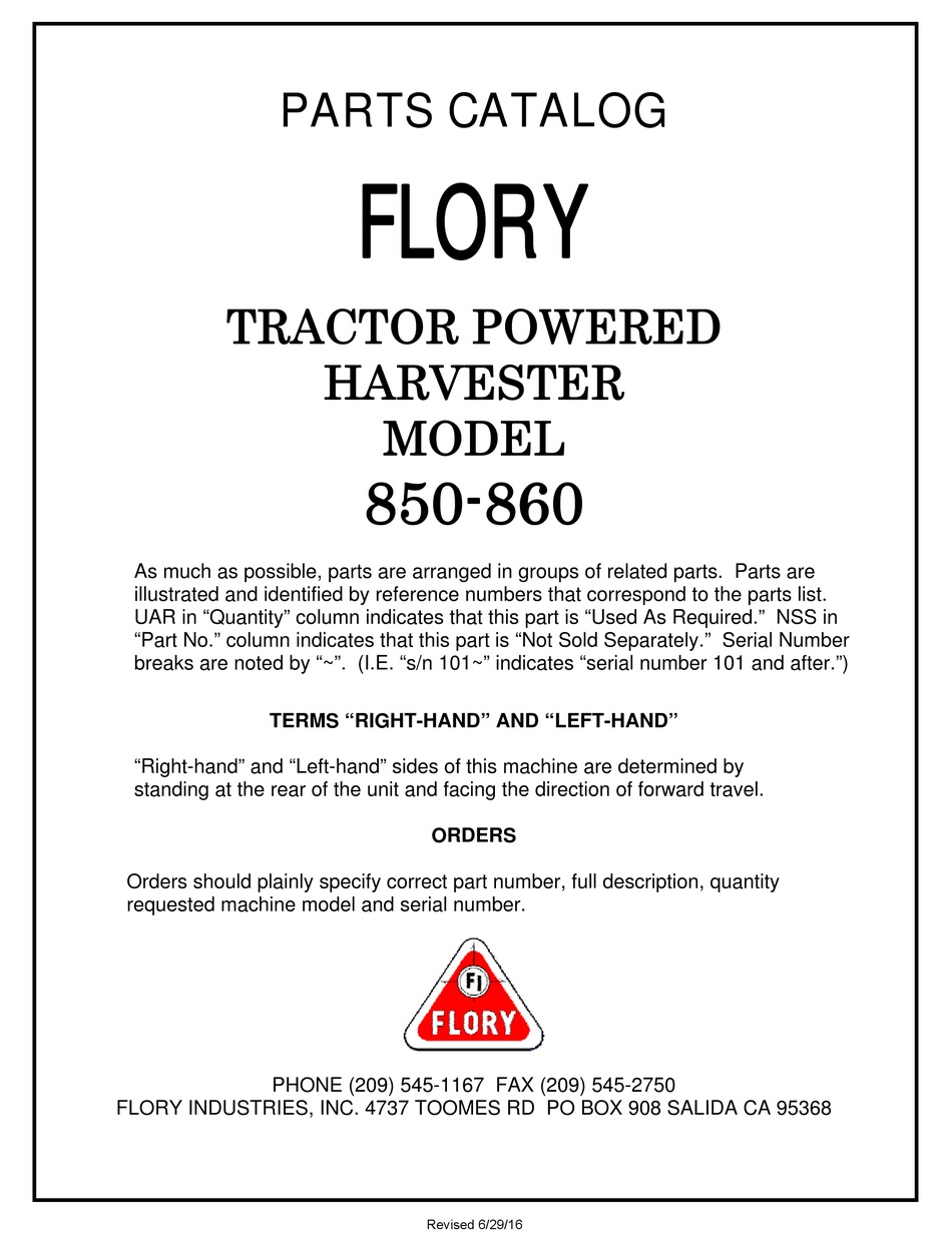 Flory 860 Operator S Manual Pdf Download Manualslib