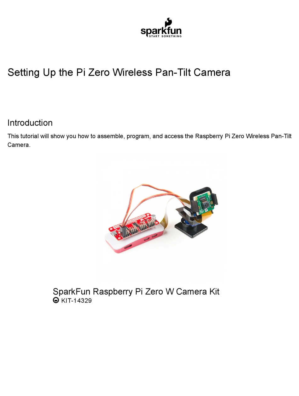 SPARKFUN RASPBERRY PI ZERO WIRELESS CAMERA KIT SETTING UP Pdf Download ManualsLib