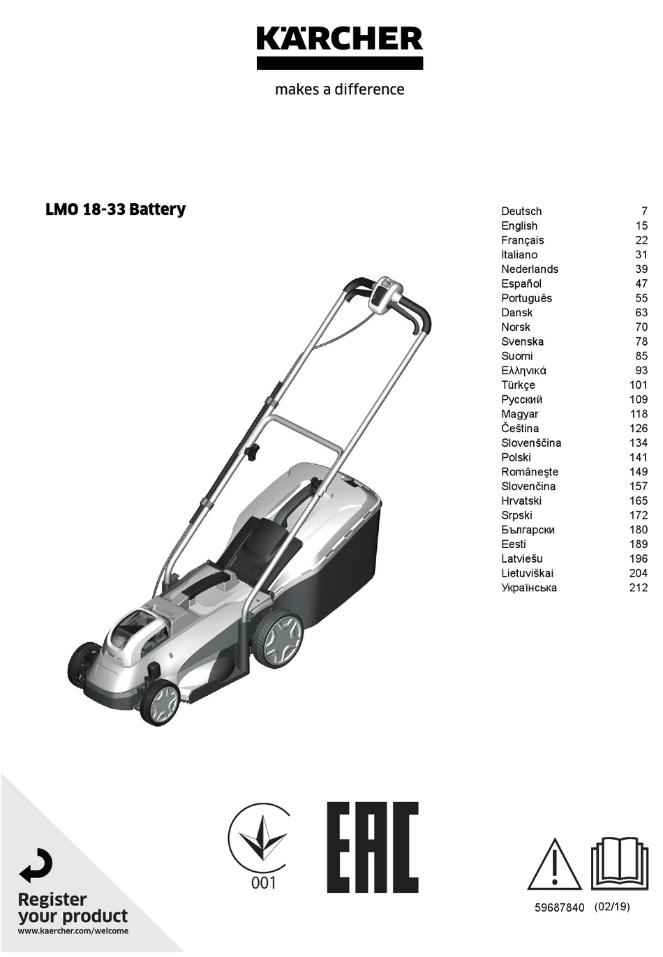 Karcher Lmo 18 33 Battery Manual Pdf Download Manualslib