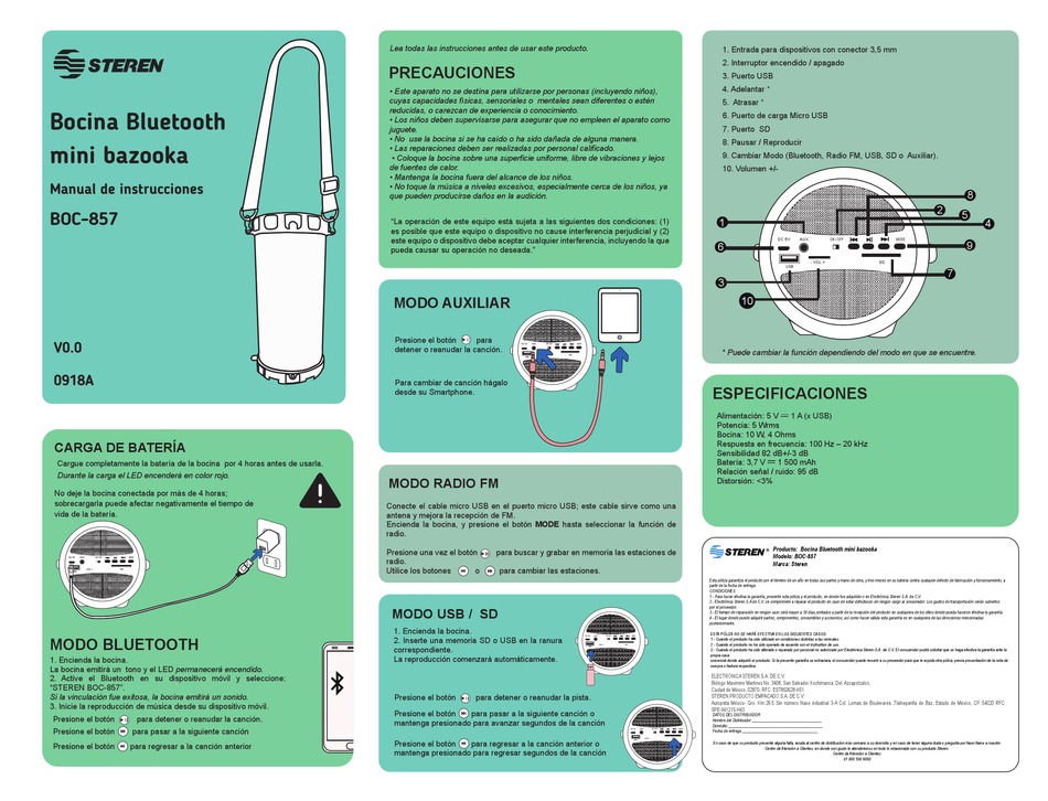 STEREN MINI BAZOOKA INSTRUCTION MANUAL Pdf Download | ManualsLib
