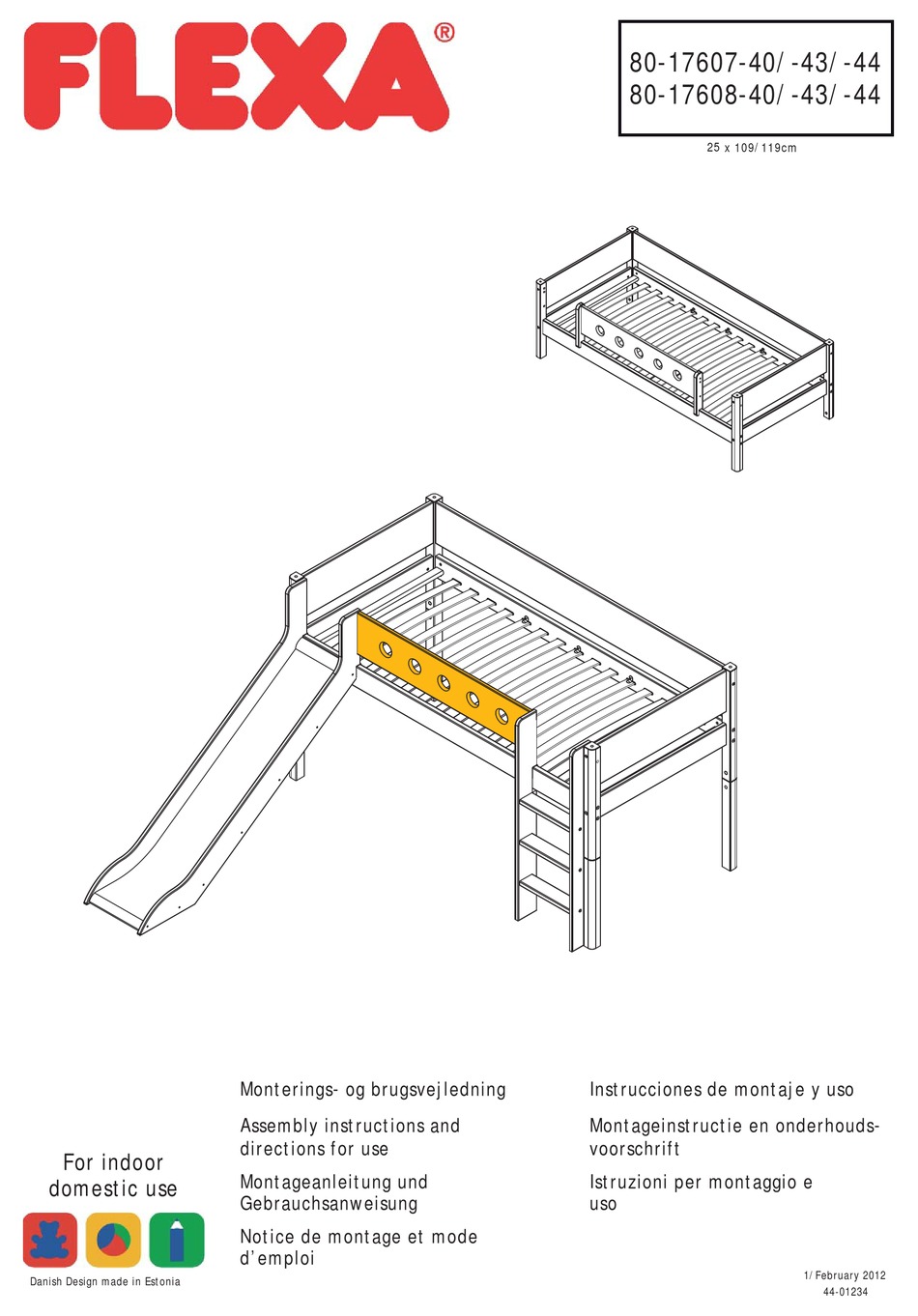 FLEXA 801760740 ASSEMBLY INSTRUCTIONS AND DIRECTIONS FOR USE Pdf