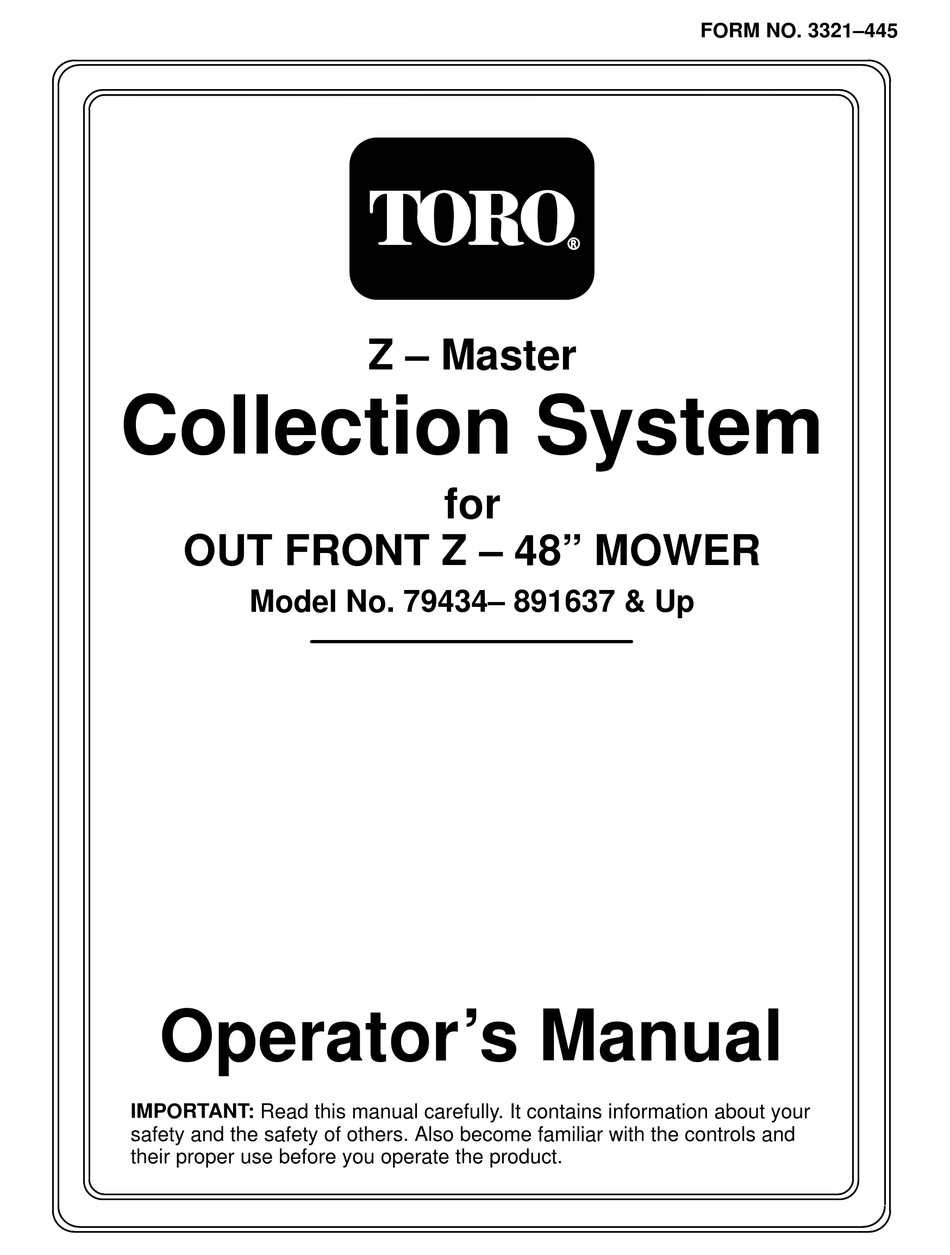 TORO ZMASTER OPERATOR'S MANUAL Pdf Download ManualsLib