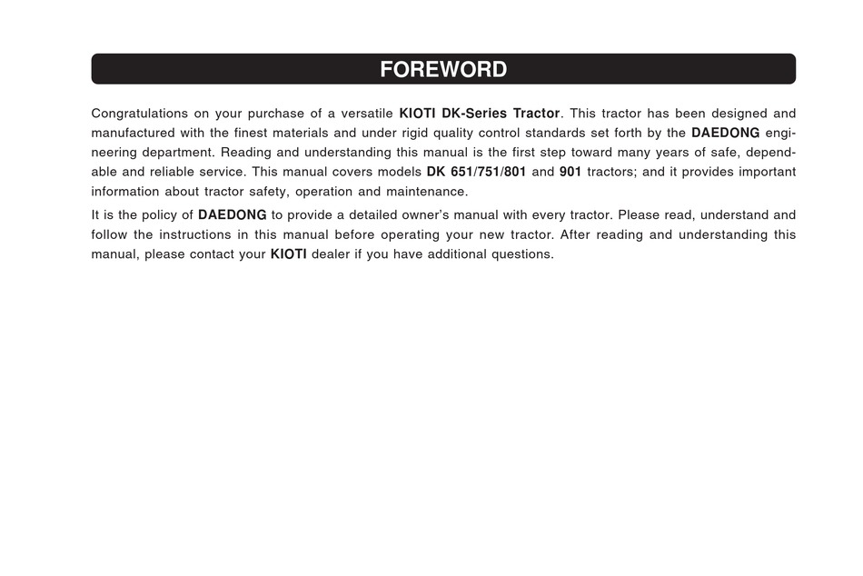 KIOTI DK SERIES OWNER'S MANUAL Pdf Download ManualsLib