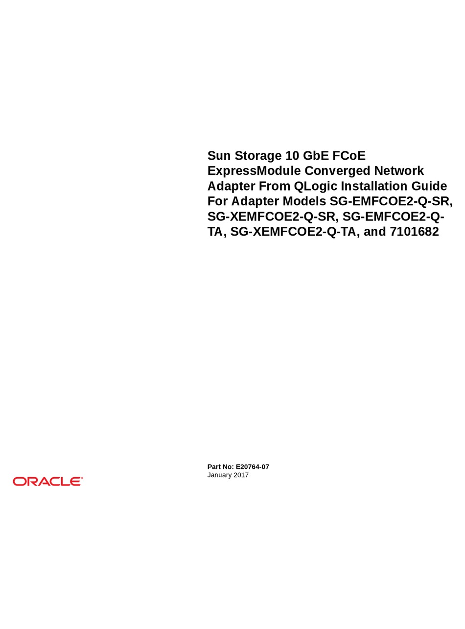 ORACLE SUN STORAGE 10 GBE FCOE INSTALLATION MANUAL Pdf Download