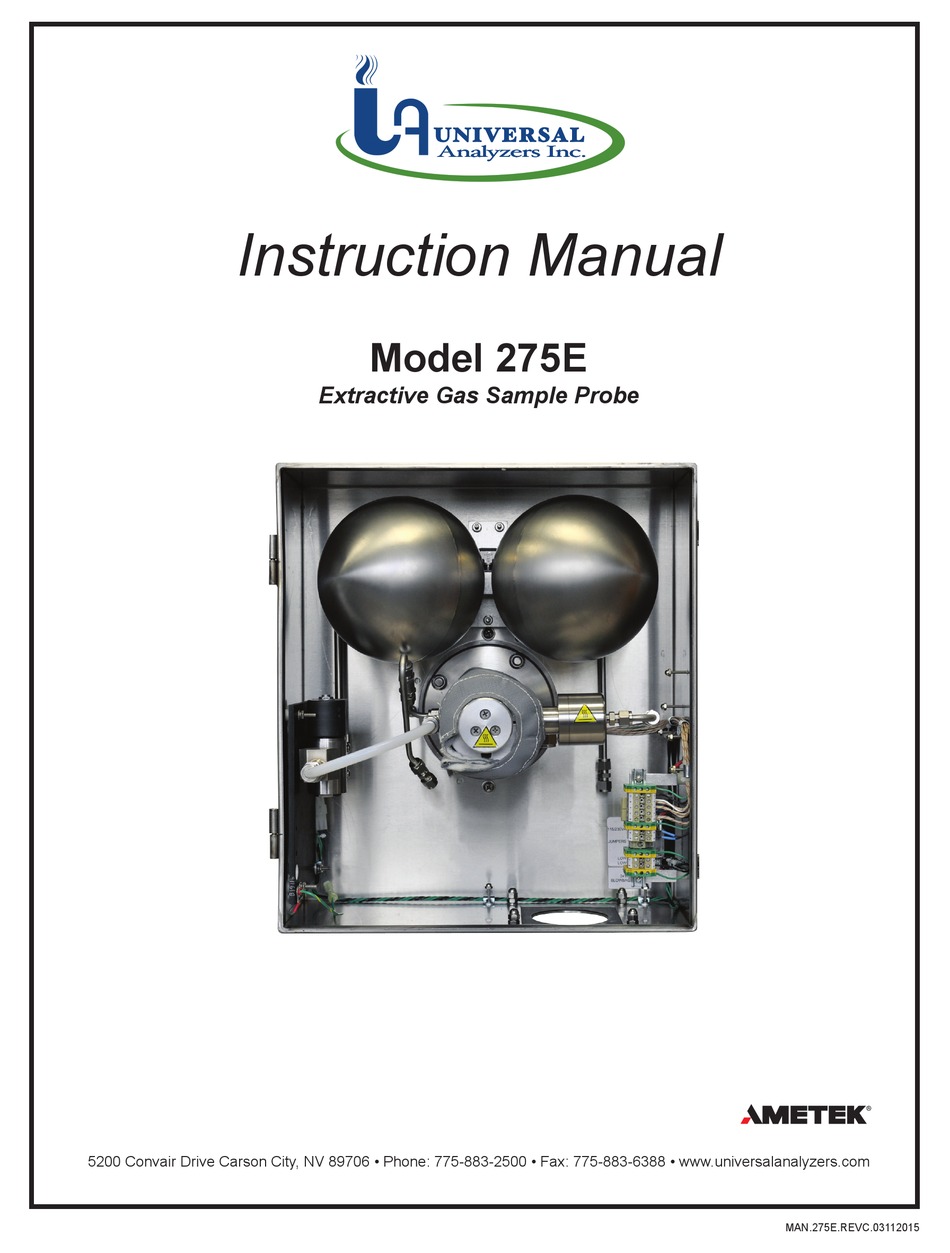 AMETEK UNIVERSAL ANALYZERS 275E INSTRUCTION MANUAL Pdf Download