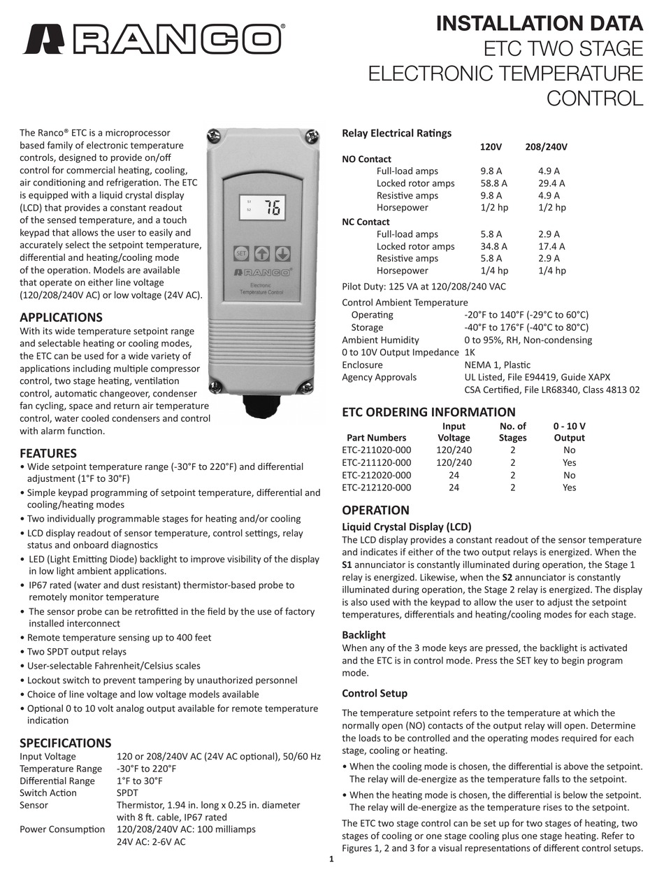 ROBERTSHAW RANCO ETC SERIES QUICK START MANUAL Pdf Download | ManualsLib