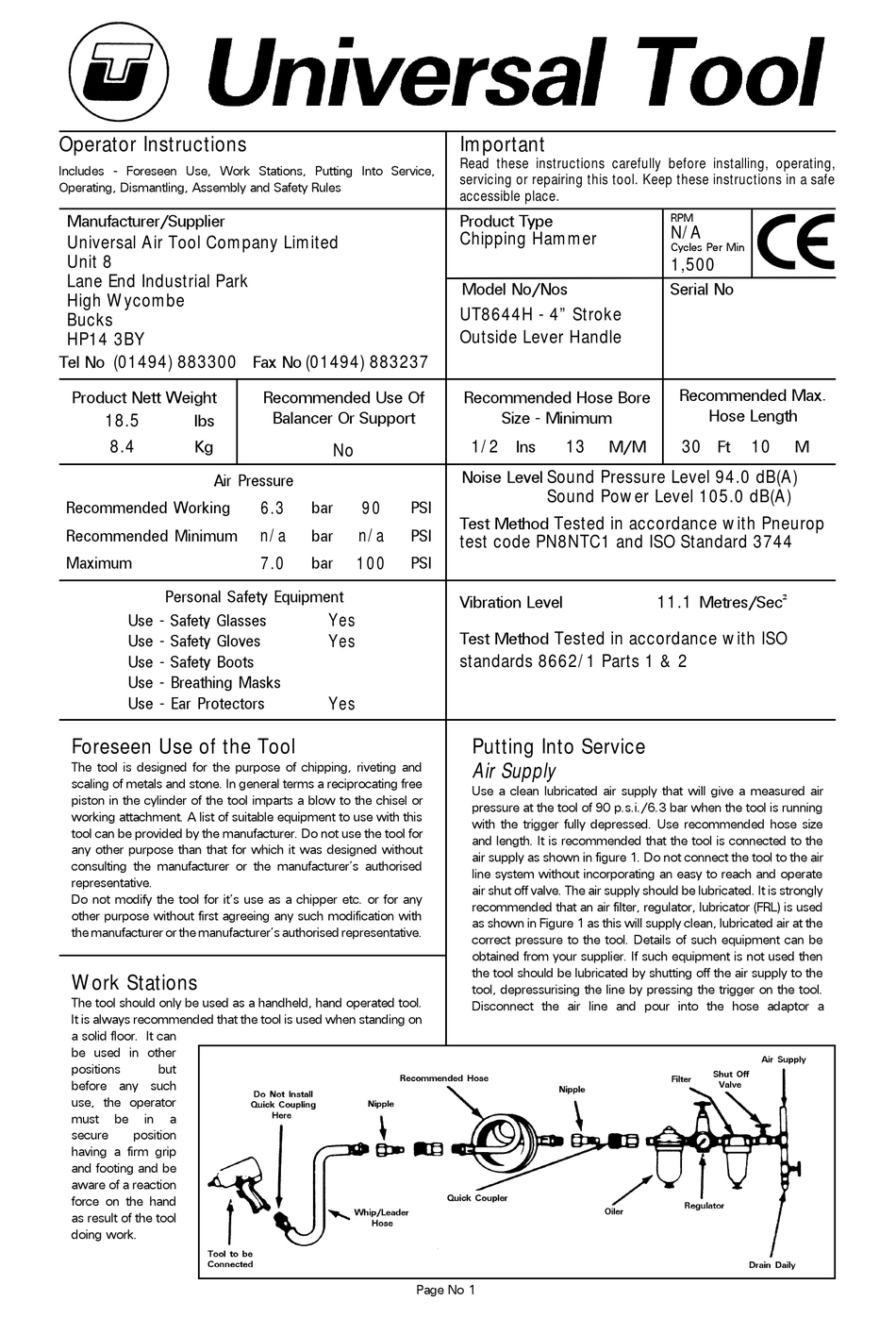 UNIVERSAL TOOL UT8644H OPERATOR INSTRUCTIONS Pdf Download ManualsLib