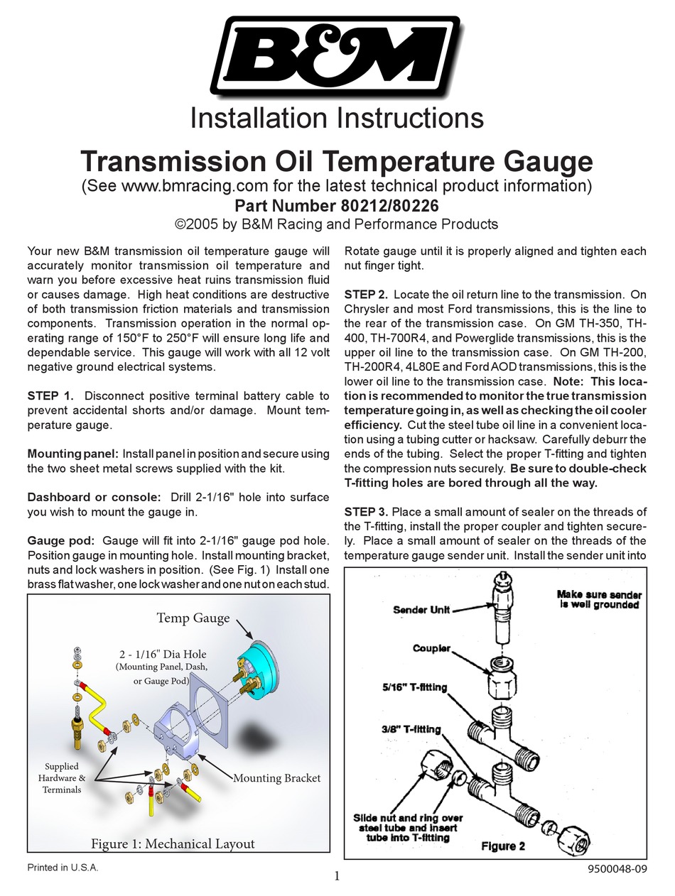 B&M 80212 INSTALLATION INSTRUCTIONS Pdf Download ManualsLib