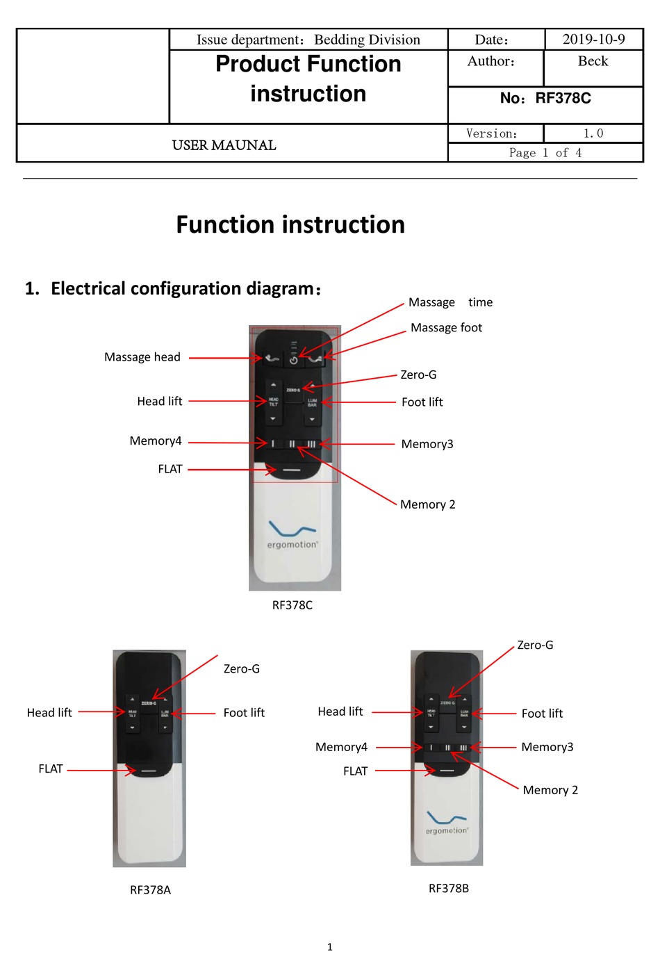 ERGOMOTION RF378C USER MANUAL Pdf Download ManualsLib