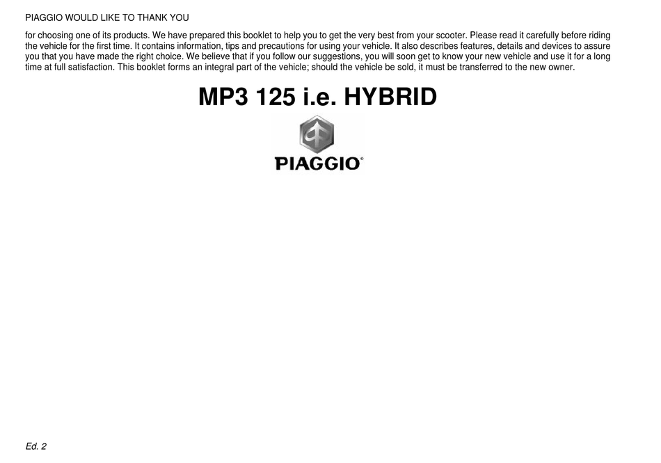 mp3 mp3 HyS 125 i.e. Variomatik Haltewerkzeug Piaggio Beverly
