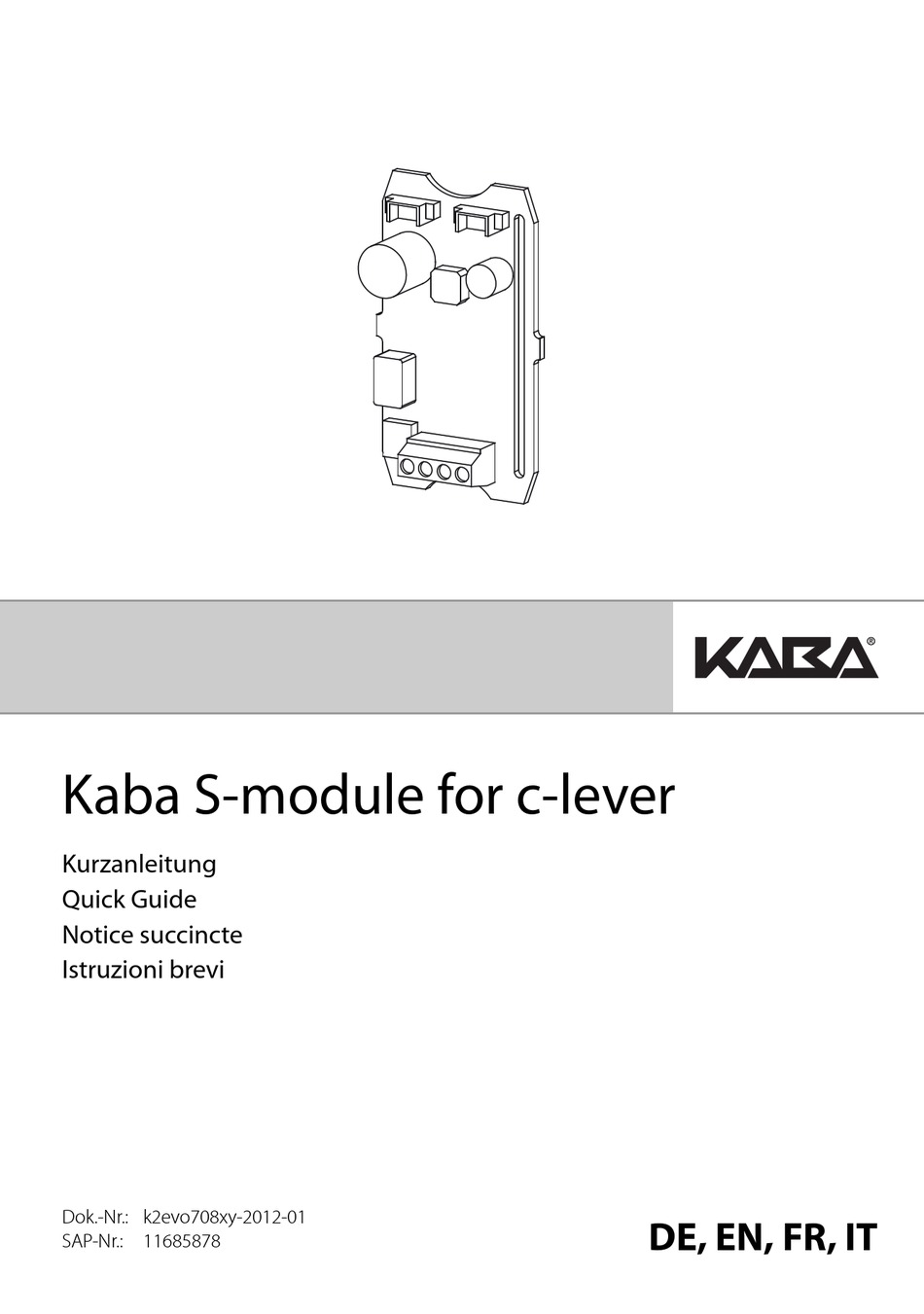 KABA S-MODULE QUICK MANUAL Pdf Download | ManualsLib