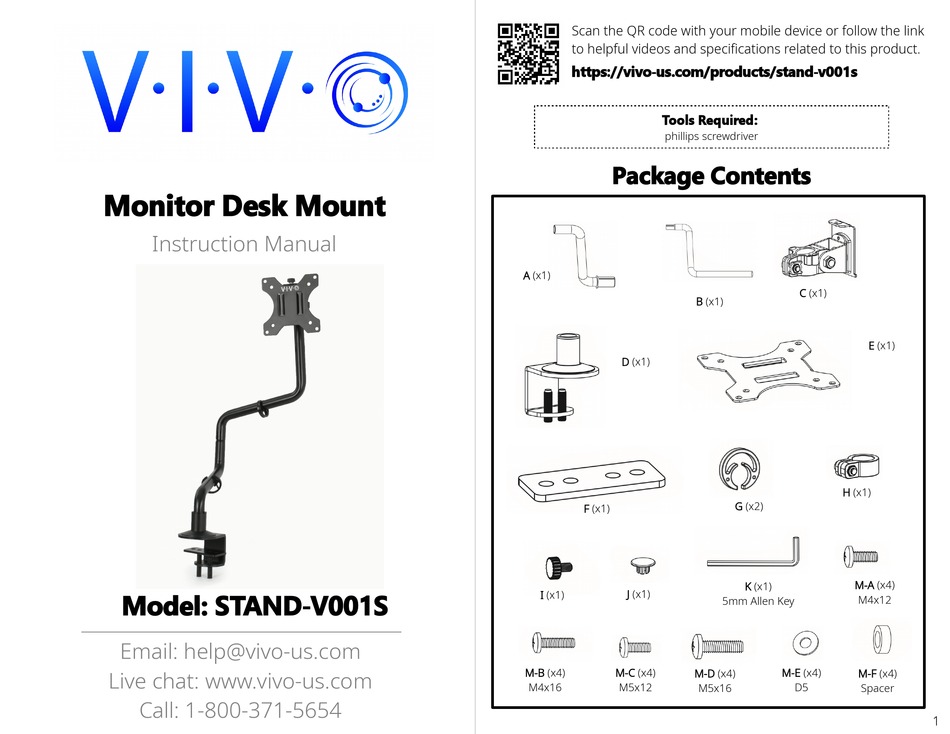 VIVO STAND V001S INSTRUCTION MANUAL Pdf Download | ManualsLib