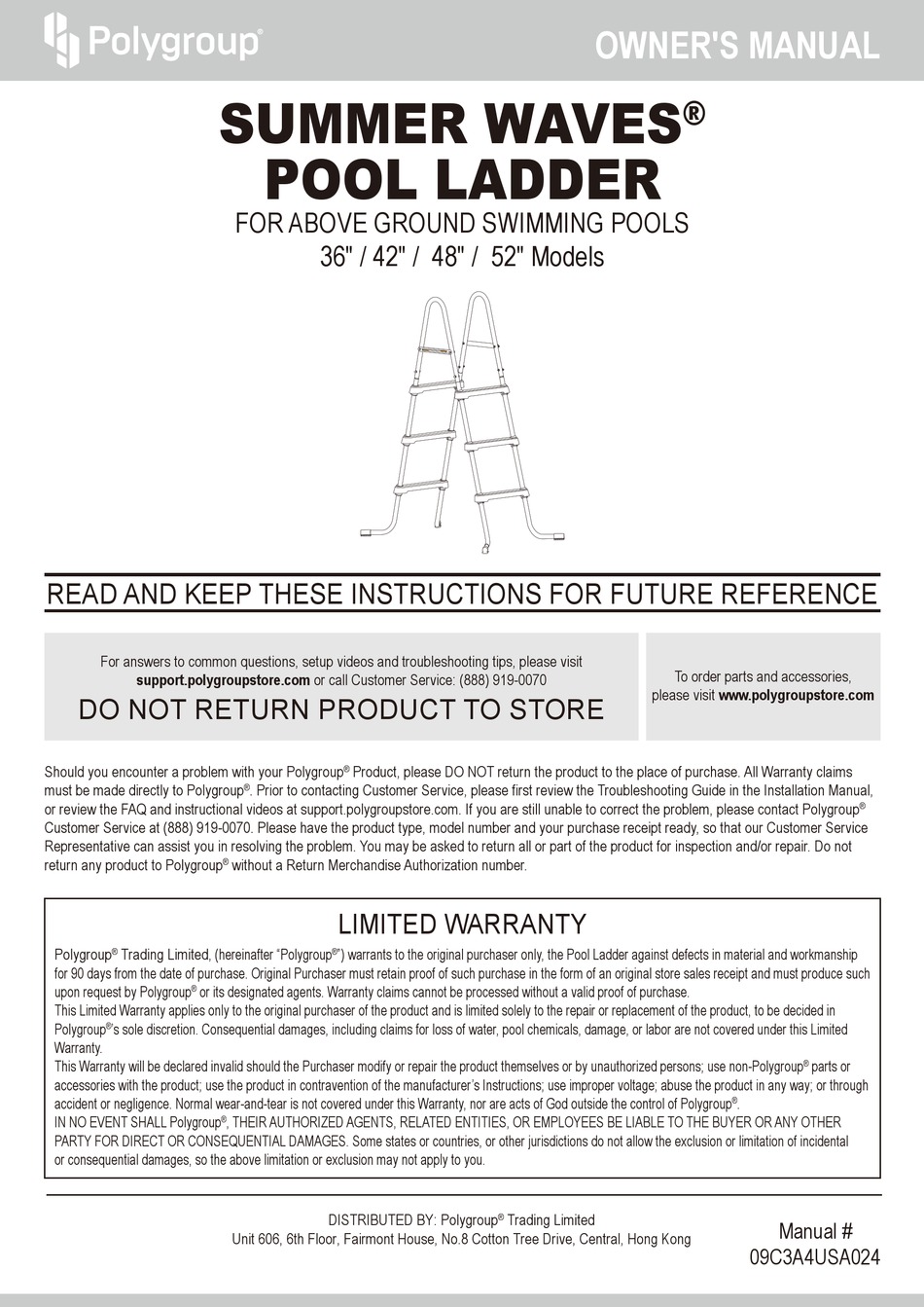 POLYGROUP SUMMER WAVES P5901510350W OWNER'S MANUAL Pdf Download
