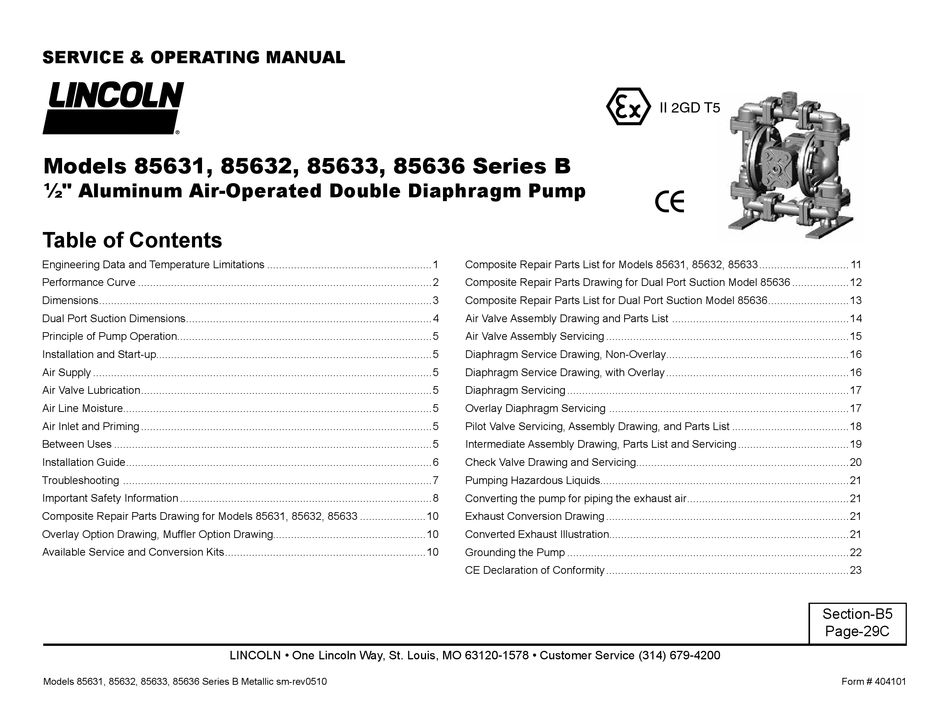 LINCOLN B SERIES SERVICE & OPERATING MANUAL Pdf Download | ManualsLib