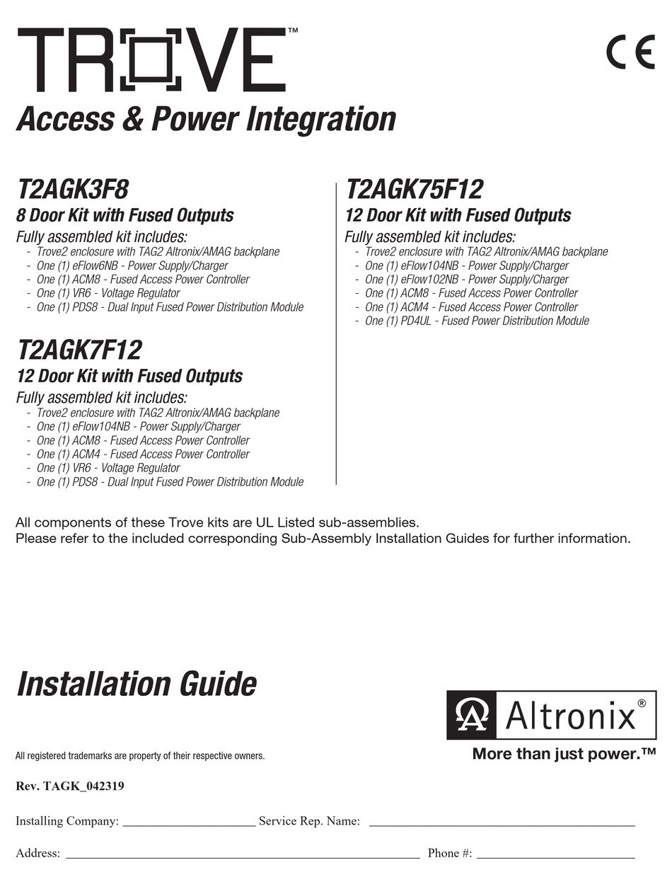 ALTRONIX TROVE T2AGK3F8 INSTALLATION MANUAL Pdf Download | ManualsLib