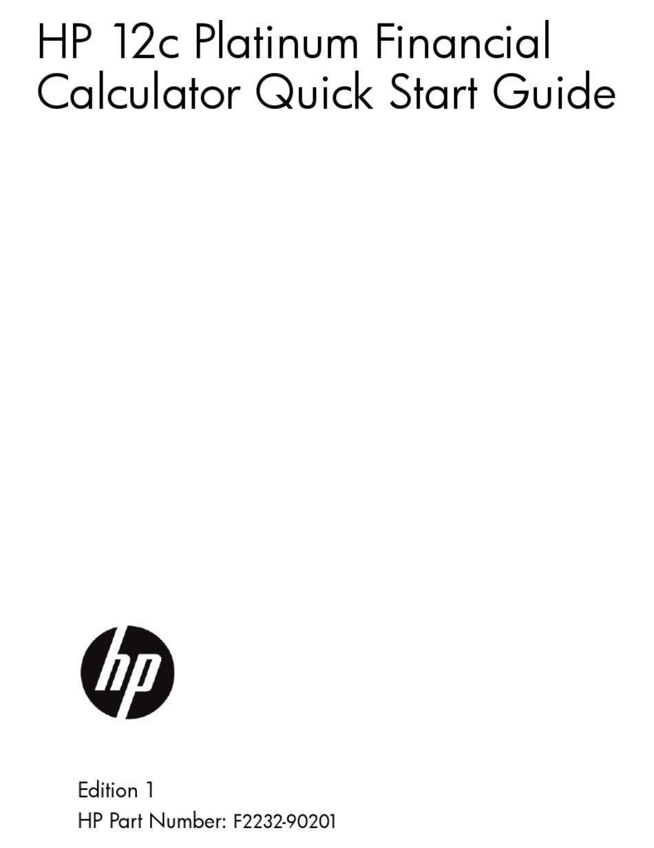 Hp 12c Platinum Quick Start Manual Pdf Download Manualslib