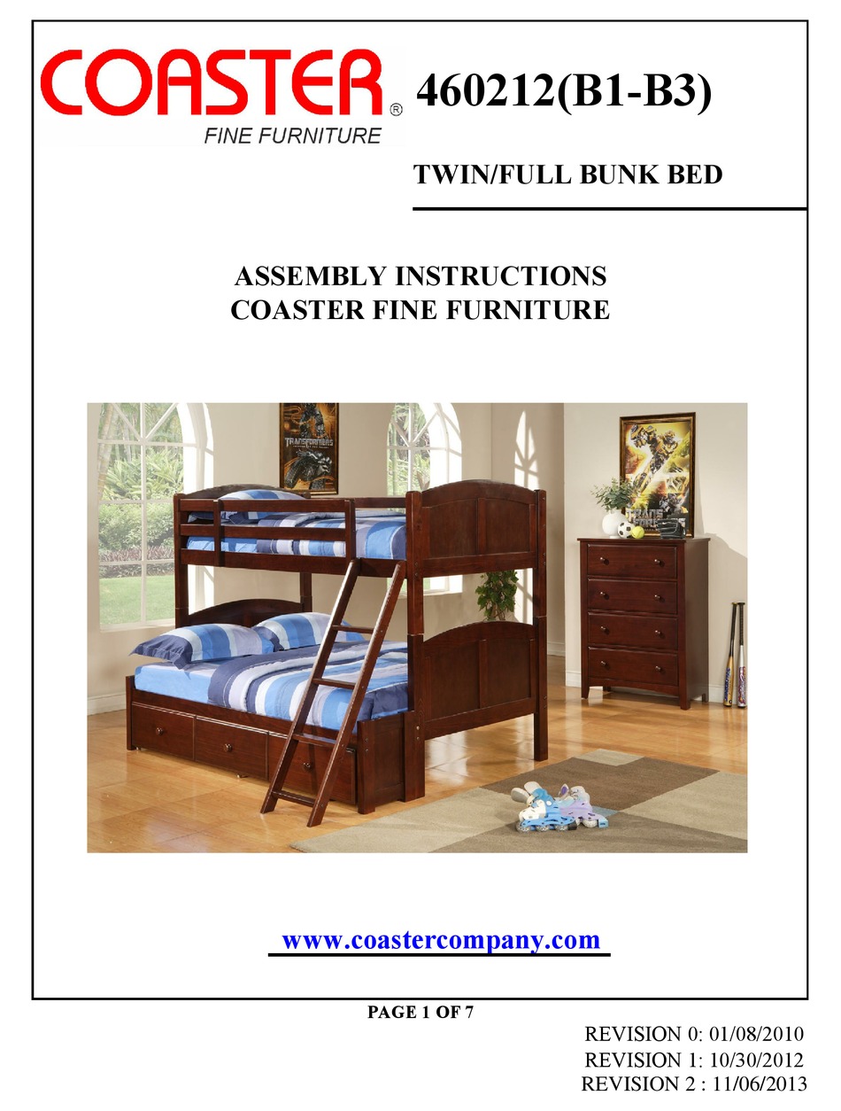 Coaster 460212 Assembly Instructions, Coaster Bunk Bed Twin Over Full Assembly Instructions