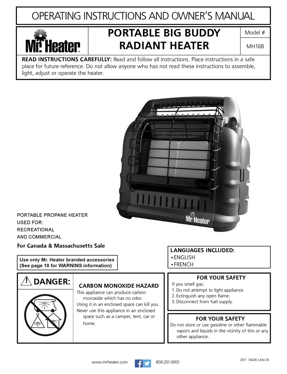 MR. HEATER MH18B OPERATING INSTRUCTIONS AND OWNER