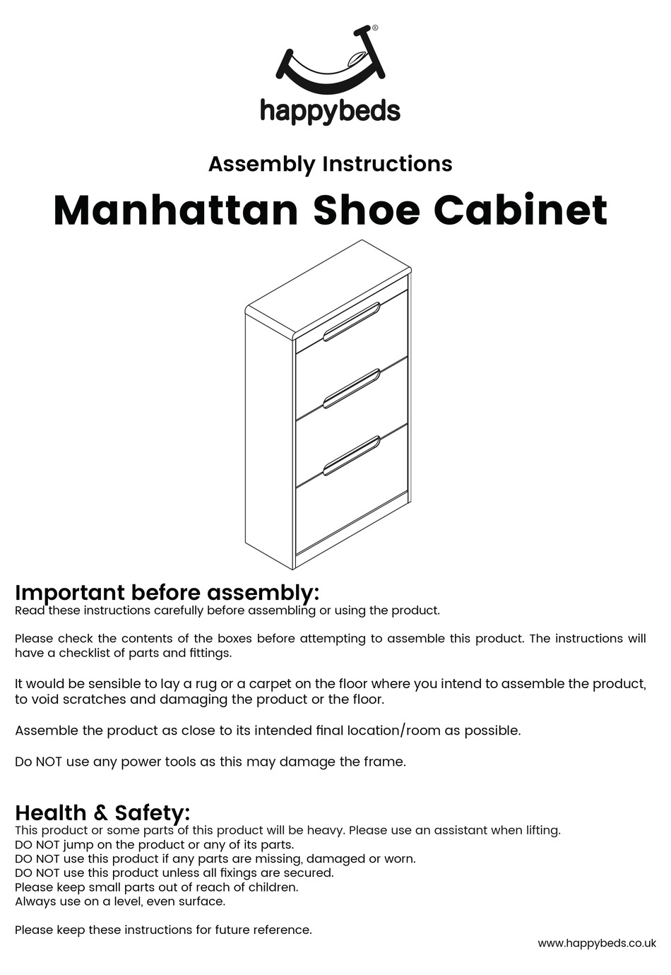 HAPPYBEDS MANHATTAN SHOE ASSEMBLY INSTRUCTIONS MANUAL Pdf