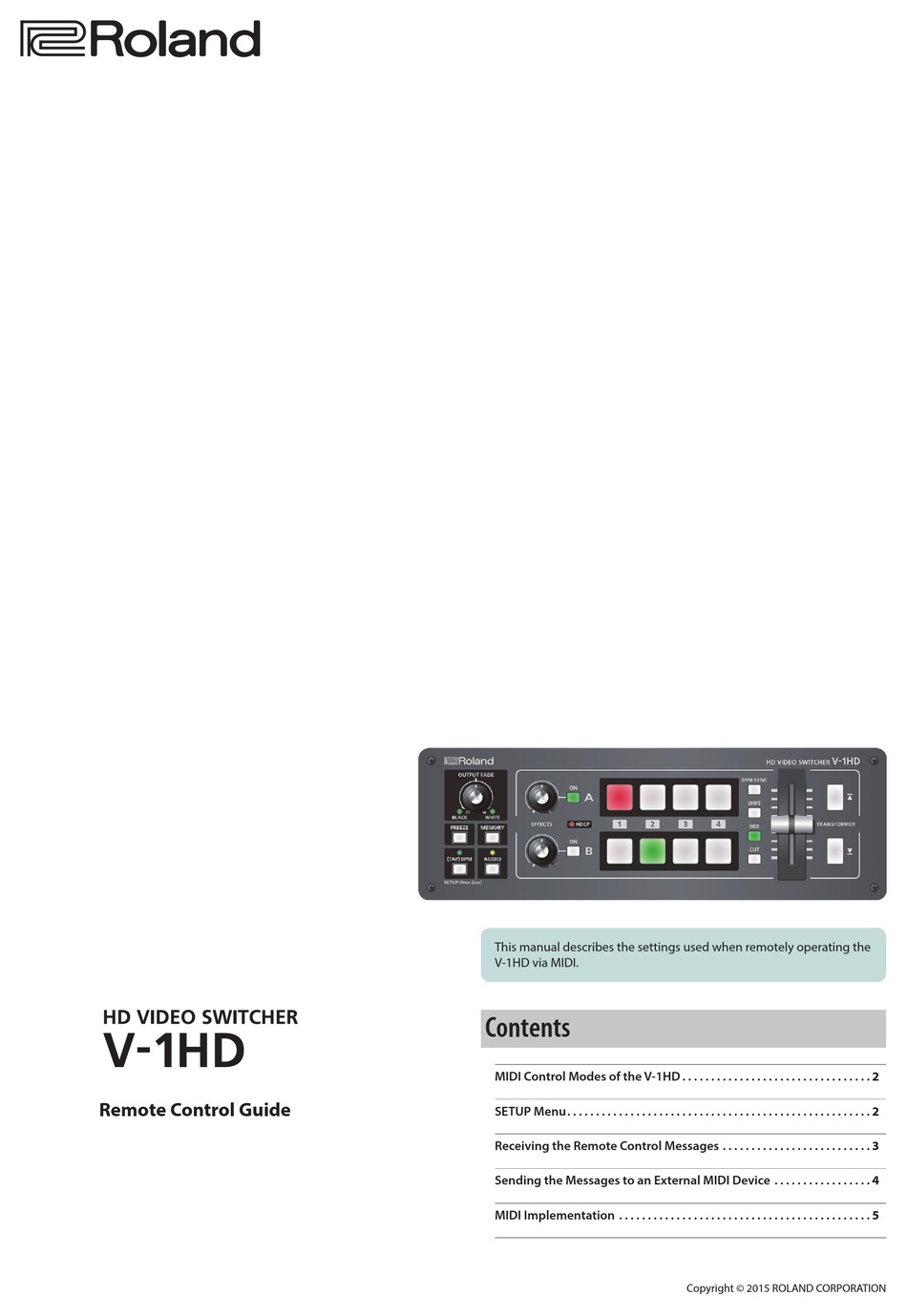 ROLAND V-1HD MANUAL Pdf Download | ManualsLib