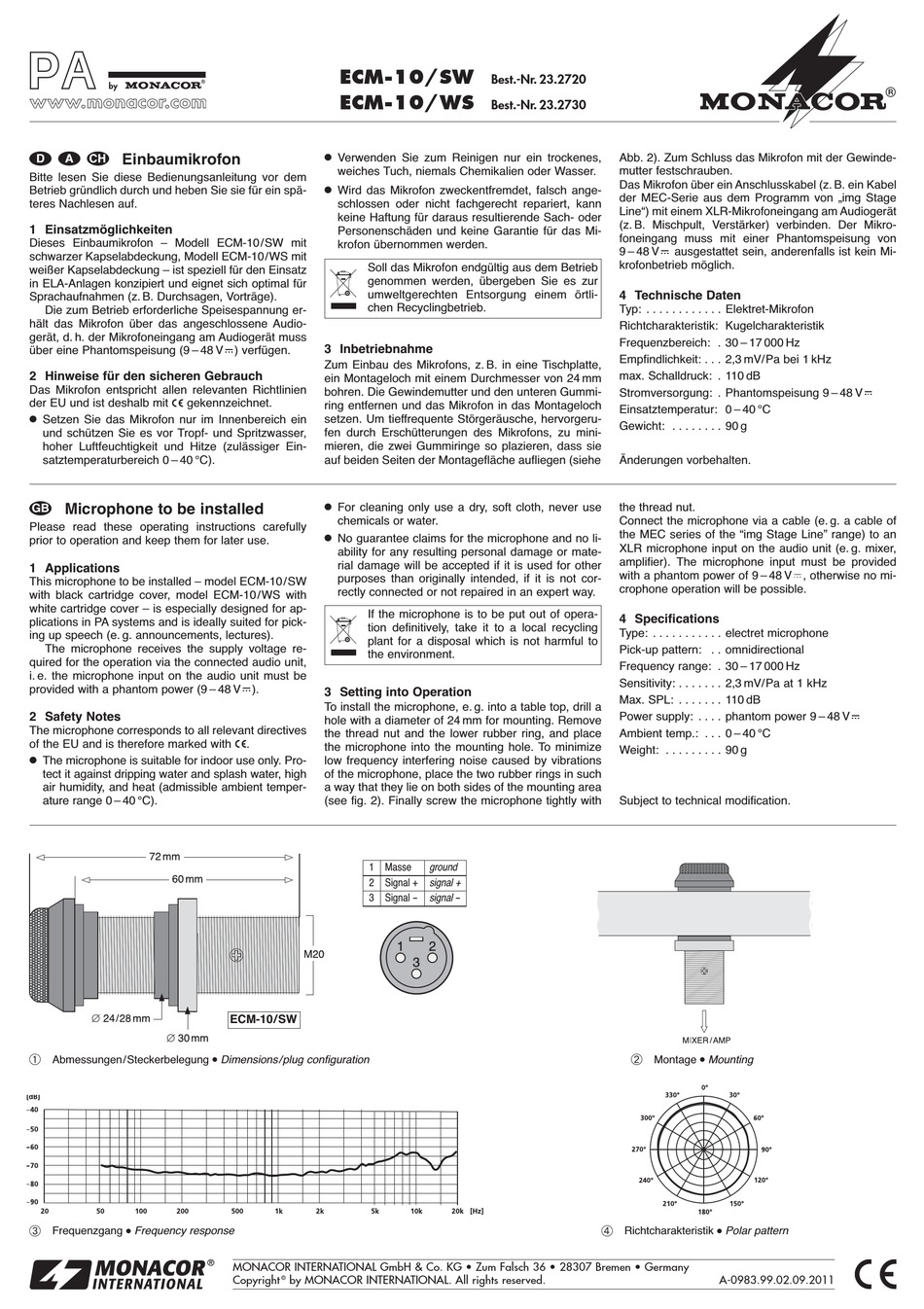 Microfono Da Tavolo Phantom ECM-10/WS - Omnidirezionale, Alimentazione Phantom 9-48V, Per Applicazioni PA - Foto 11