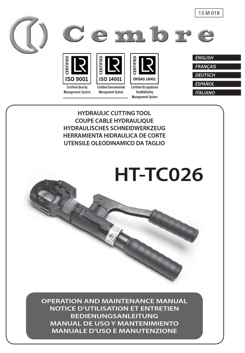 CEMBRE HT-TC026 OPERATION AND MAINTENANCE MANUAL Pdf Download | ManualsLib