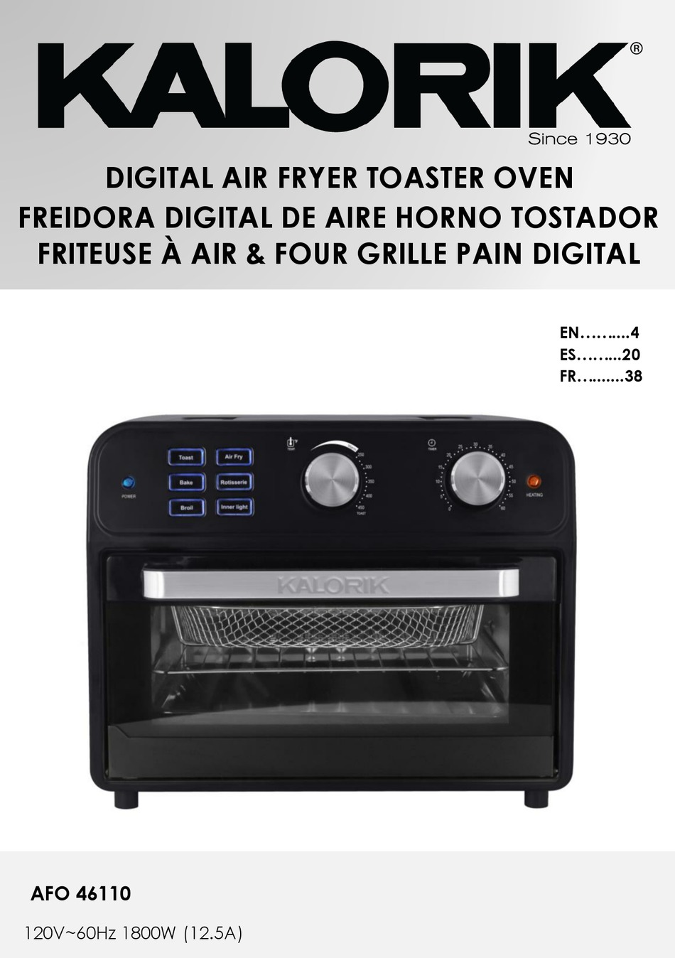KALORIK AFO 46110 MANUAL Pdf Download ManualsLib