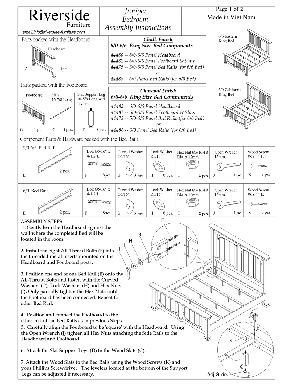 RIVERSIDE FURNITURE JUNIPER BEDROOM ASSEMBLY INSTRUCTIONS Pdf Download