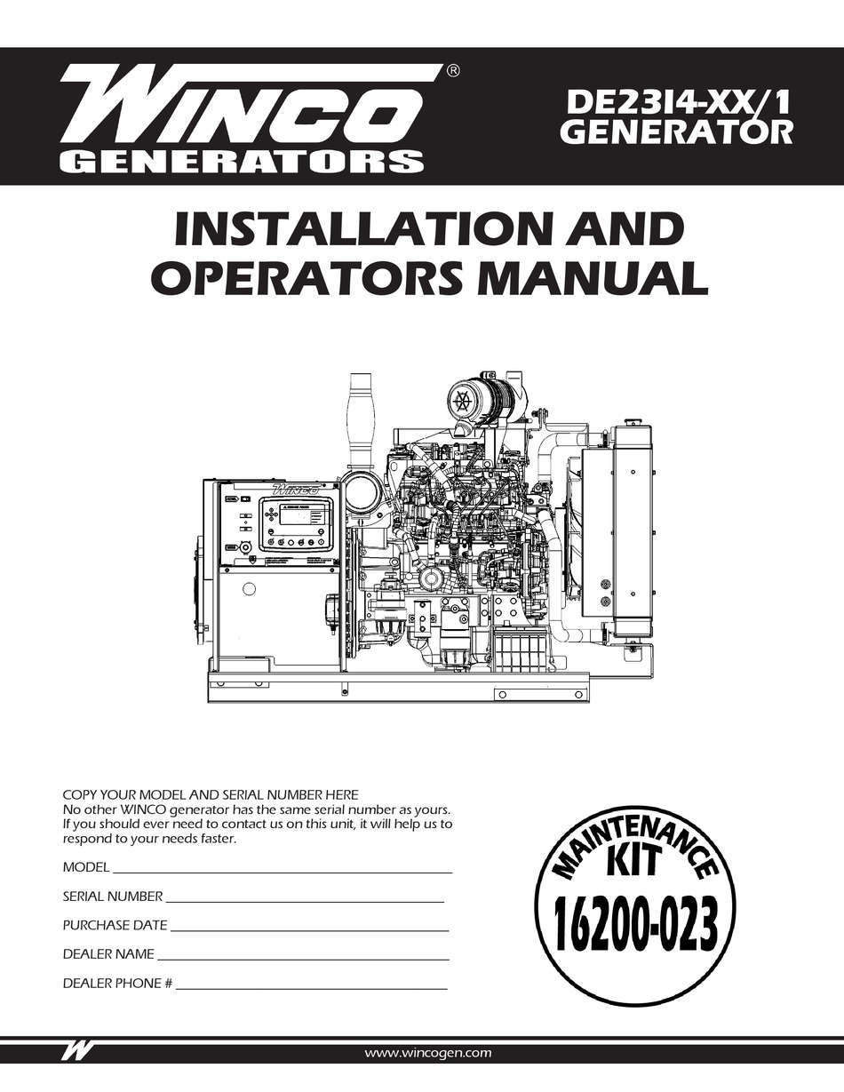 WINCO DE23I4 1 SERIES INSTALLATION AND OPERATOR'S MANUAL Pdf Download ...