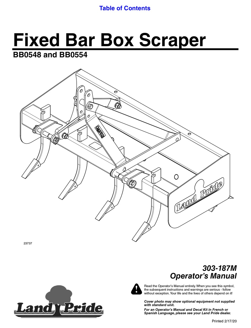 LAND PRIDE BB0548 OPERATOR'S MANUAL Pdf Download ManualsLib
