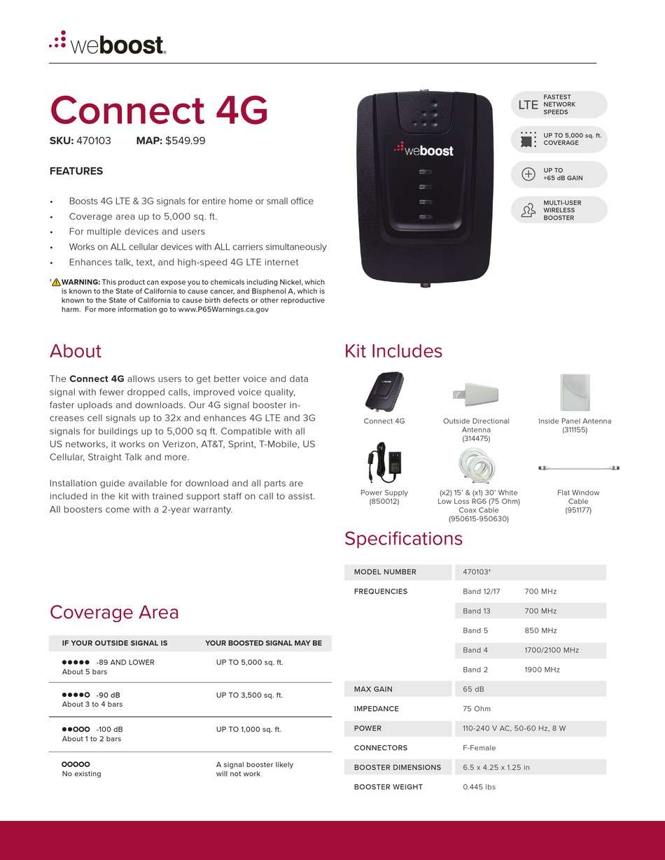 WEBOOST CONNECT 4G QUICK START MANUAL Pdf Download ManualsLib