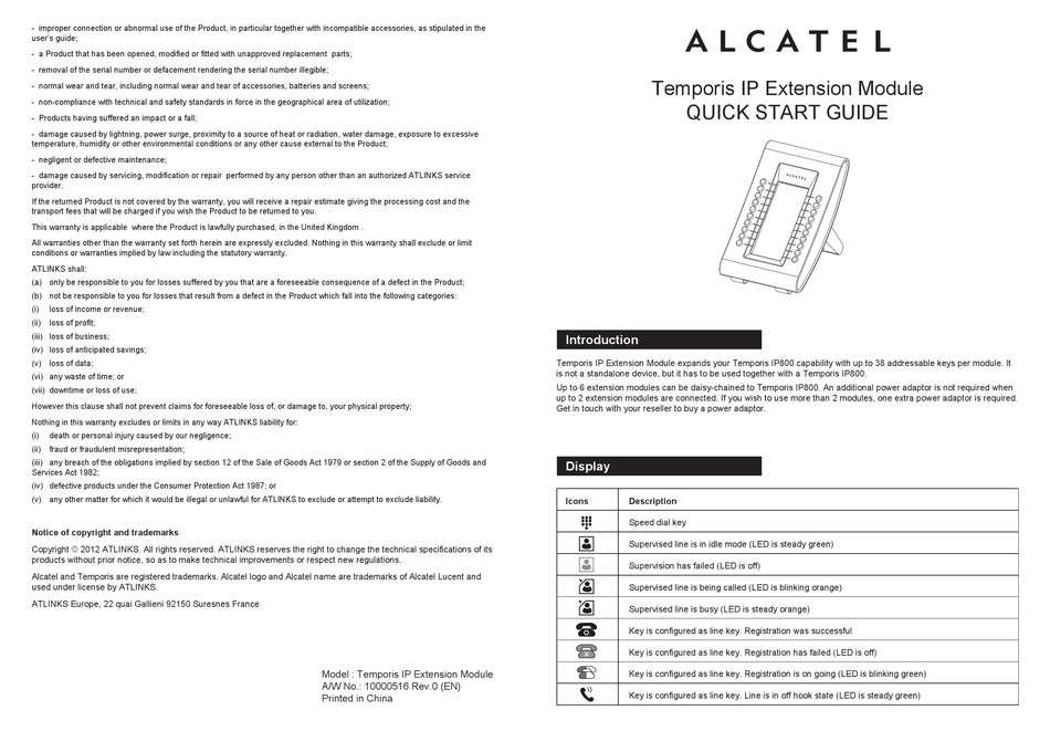 ALCATEL TEMPORIS IP EXTENSION MODULE QUICK START MANUAL Pdf Download ...