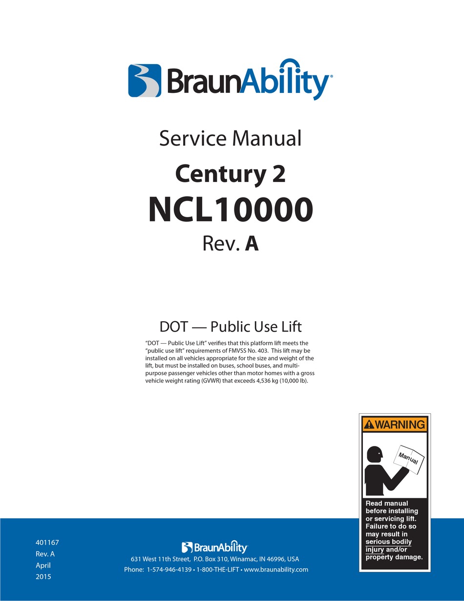 BRAUNABILITY CENTURY 2 NCL SERIES SERVICE MANUAL Pdf Download