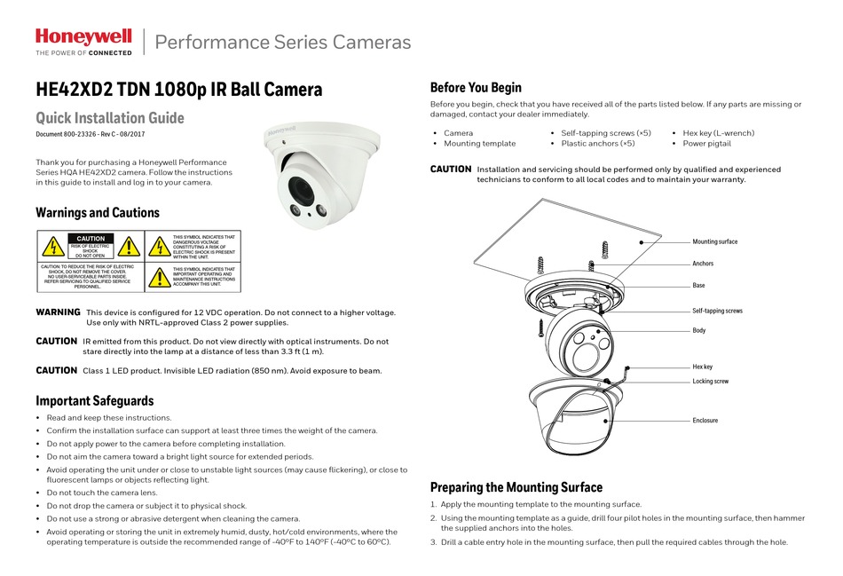 HONEYWELL PERFORMANCE SERIES QUICK INSTALLATION MANUAL Pdf Download ...