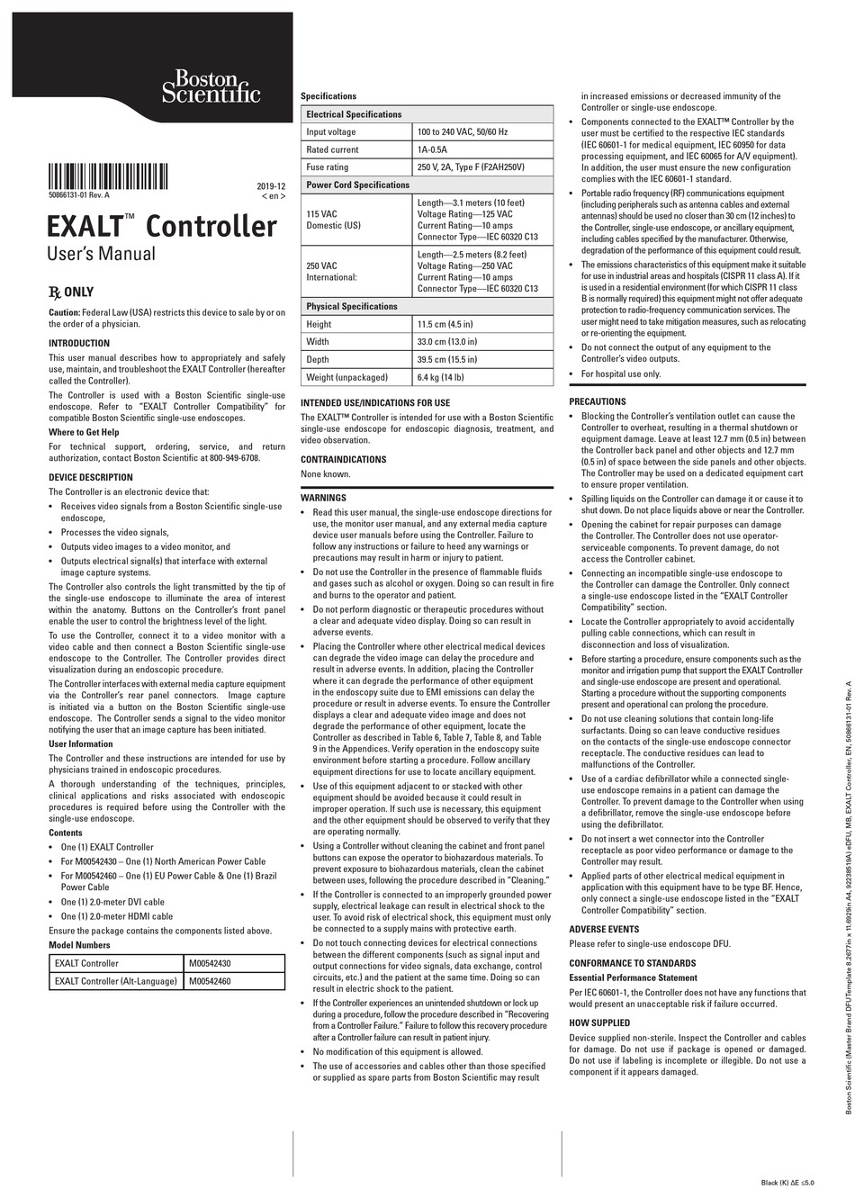 BOSTON SCIENTIFIC EXALT CONTROLLER USER MANUAL Pdf Download ManualsLib