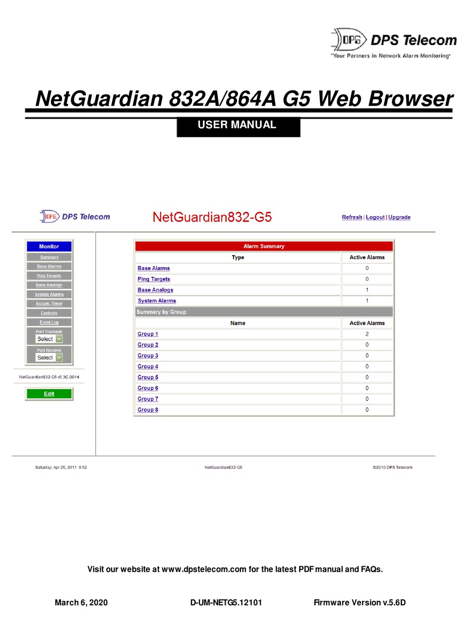 DPS NETGUARDIAN 832A G5 USER MANUAL Pdf Download ManualsLib