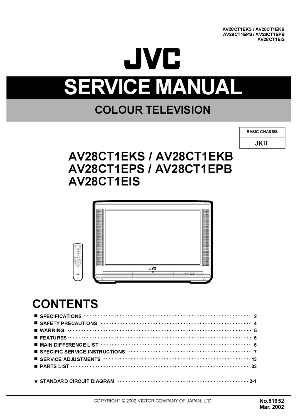 JVC AV28CT1EKS SERVICE MANUAL Pdf Download | ManualsLib