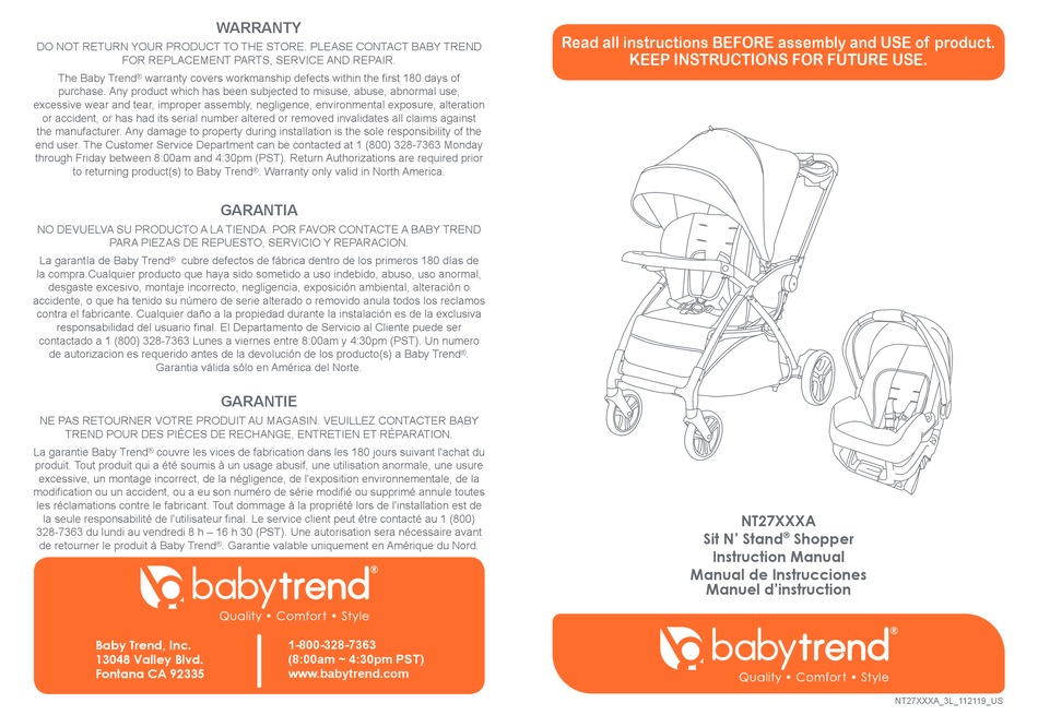 Baby Trend Sit N Stand Per Instruction Manual Pdf Manualslib - Baby Trend Double Stroller With Car Seat Instructions