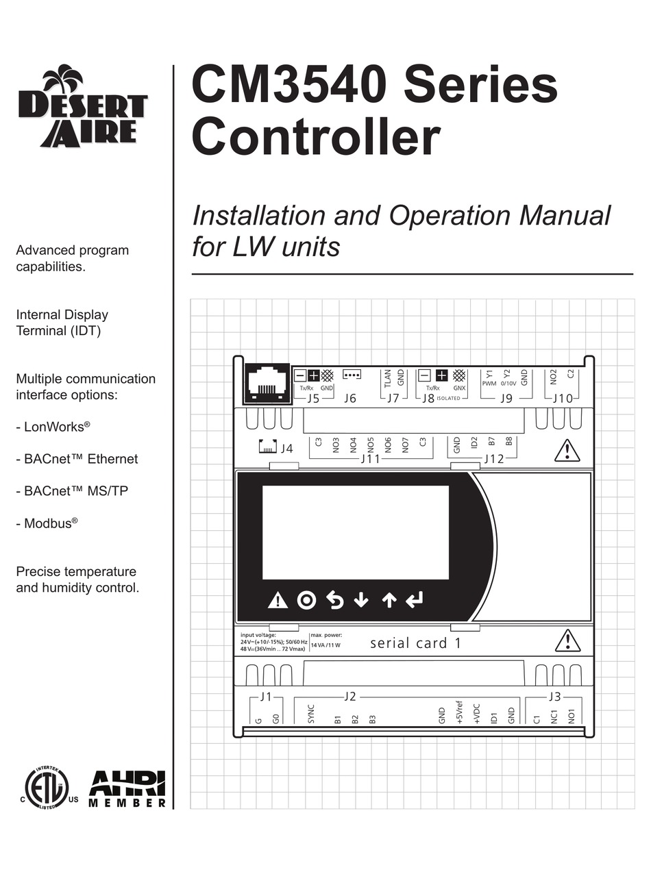 DESERT AIRE CM3540 SERIES INSTALLATION AND OPERATION MANUAL Pdf
