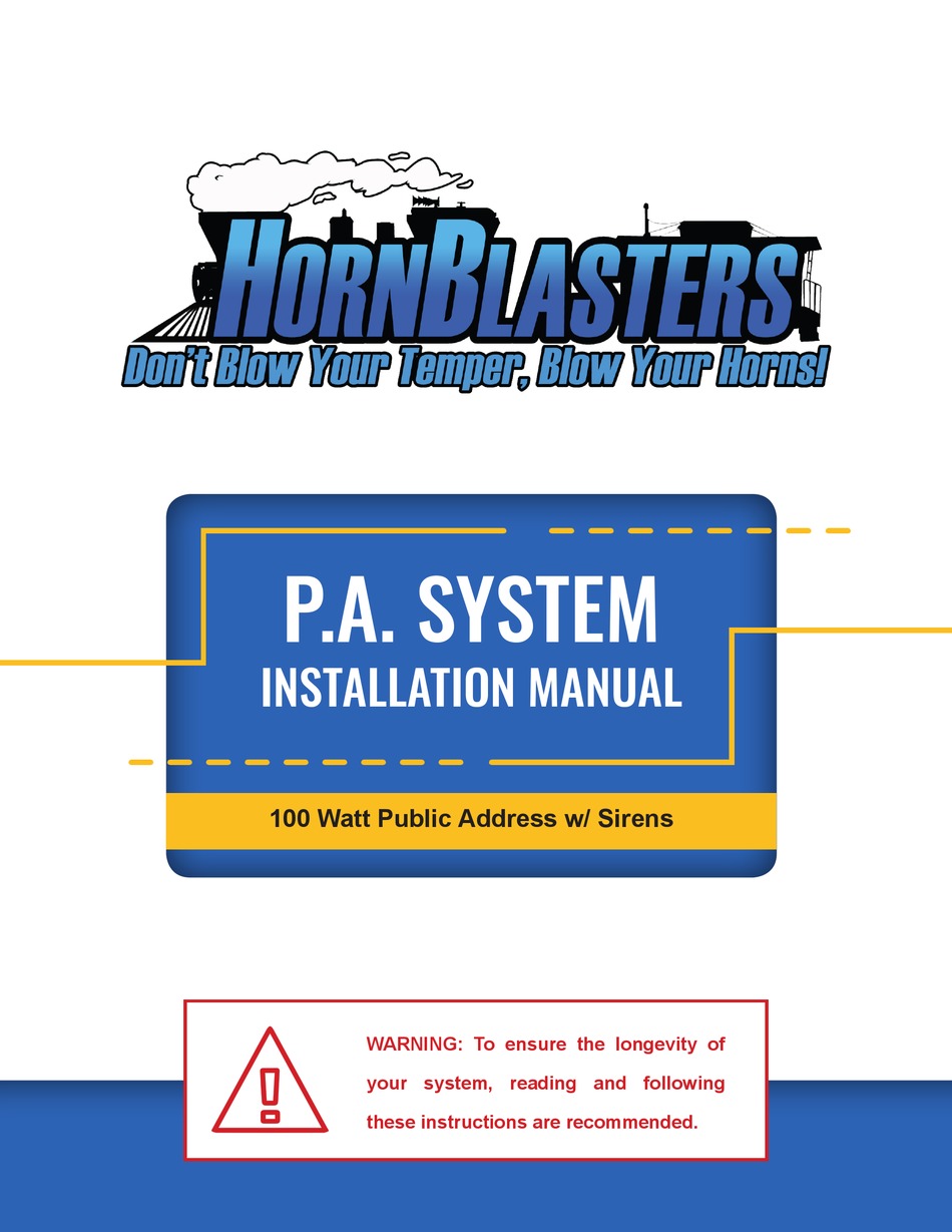 HORNBLASTERS PA100H INSTALLATION MANUAL Pdf Download ManualsLib