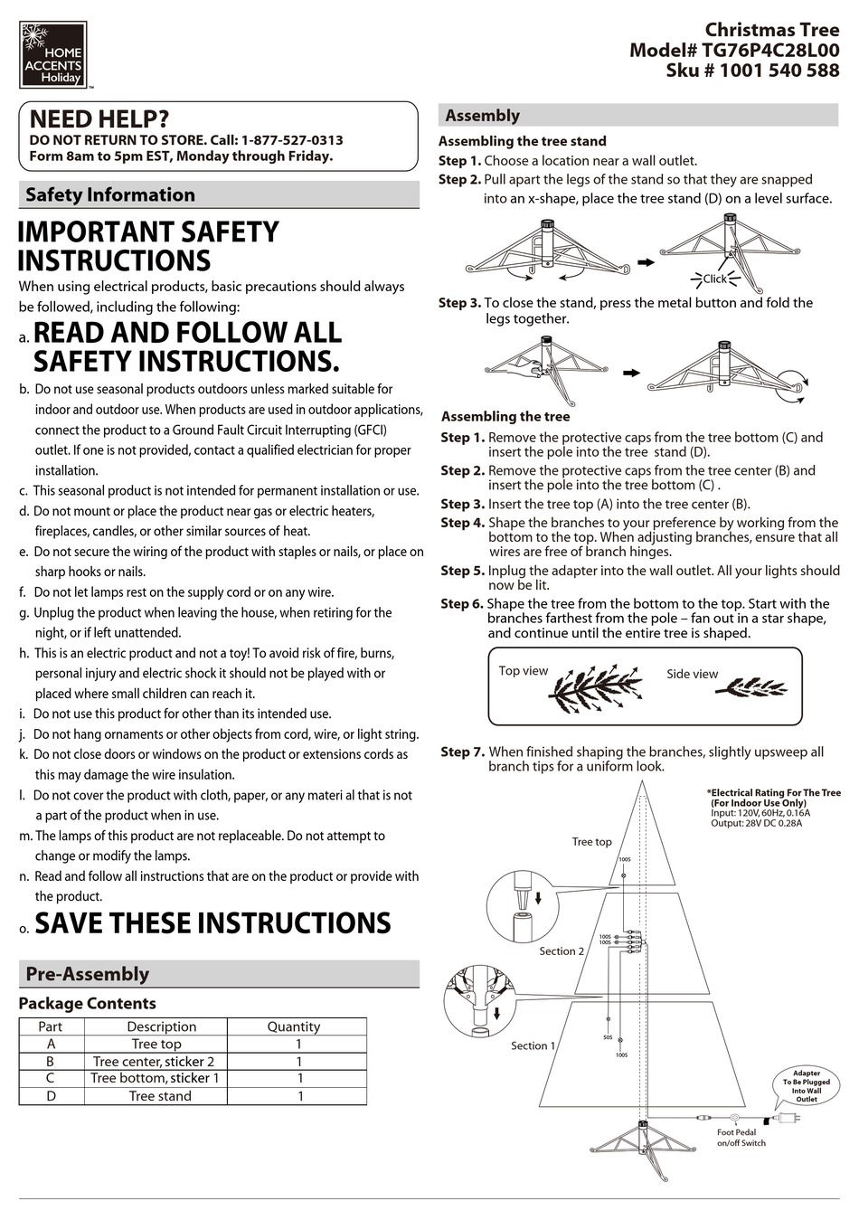 HOME ACCENTS HOLIDAY TG76P4C28L00 QUICK START MANUAL Pdf Download