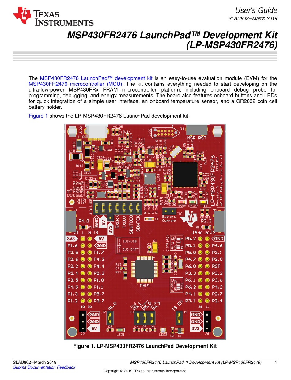 TEXAS INSTRUMENTS LAUNCHPAD MSP430FR2476 USER MANUAL Pdf Download ...