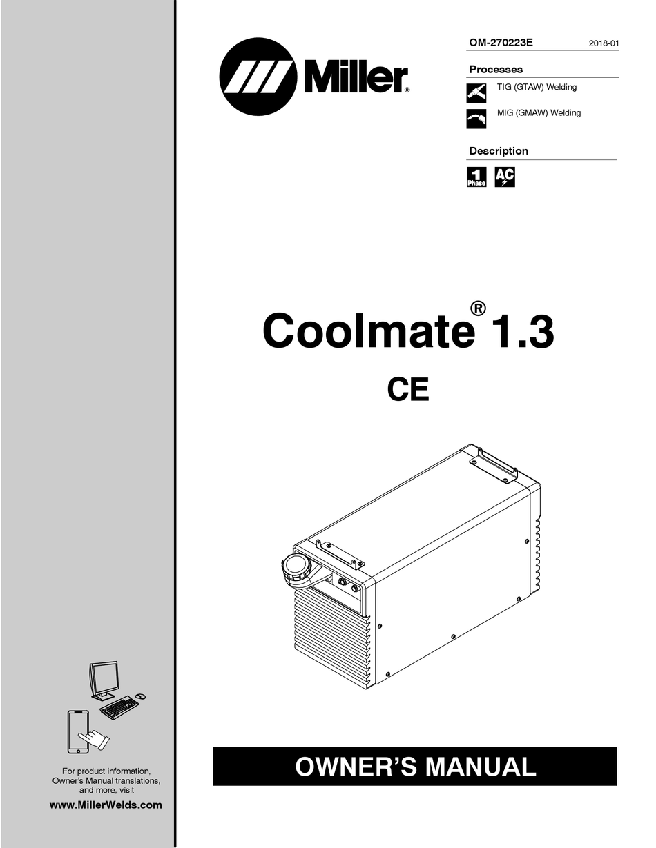 MILLER COOLMATE 1.3 CE OWNER'S MANUAL Pdf Download | ManualsLib