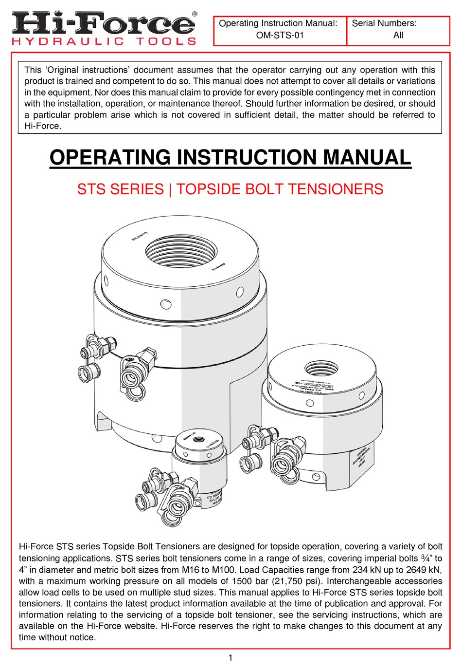 HI-FORCE STS SERIES OPERATING INSTRUCTIONS MANUAL Pdf Download | ManualsLib