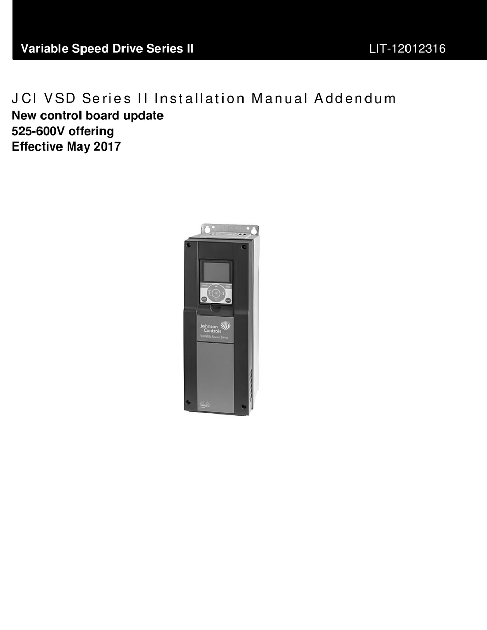 JOHNSON CONTROLS VSD II SERIES INSTALLATION MANUAL ADDENDUM Pdf