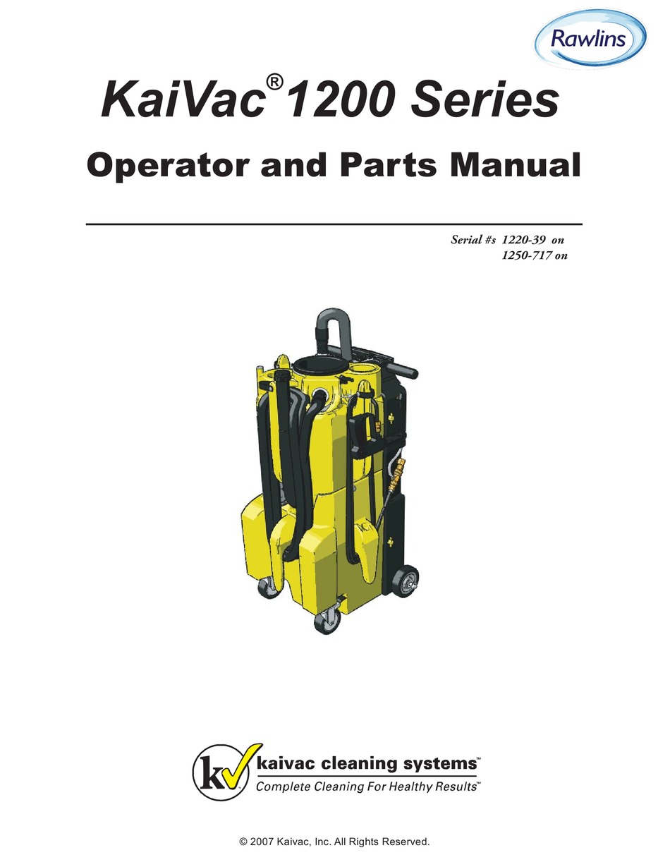 Kaivac 10 Series Operator S Parts Manual Pdf Download Manualslib