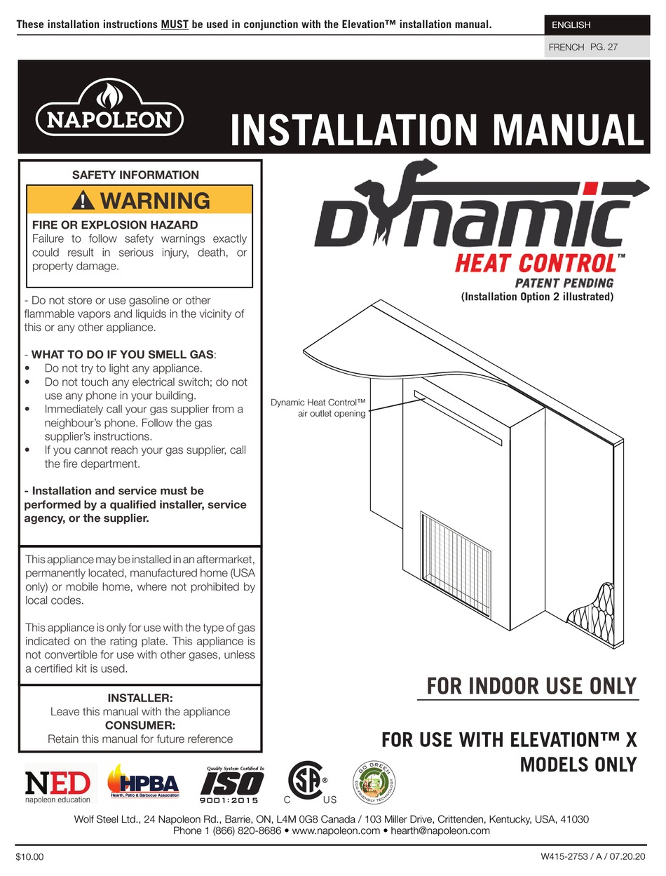 NAPOLEON DYNAMIC HEAT CONTROL INSTALLATION MANUAL Pdf Download ManualsLib