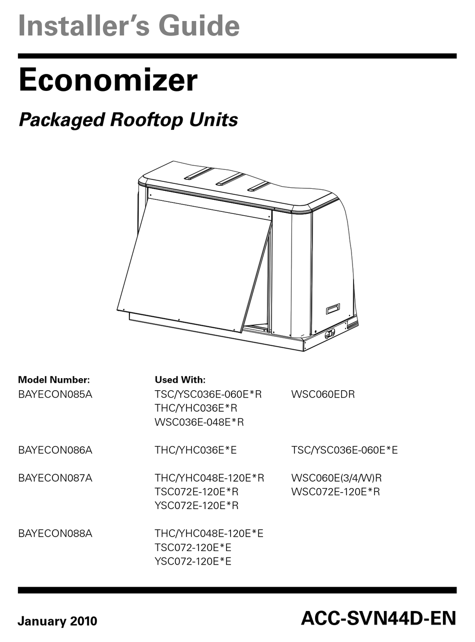 Trane Reliatel Economizer Manual